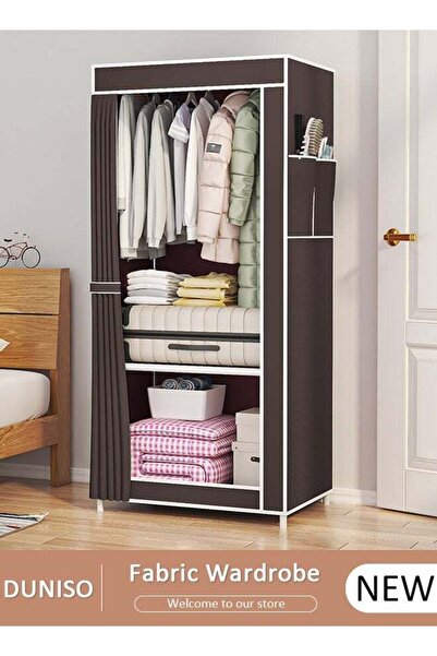 Generic Portable Wardrobe Clothes Storage Cabinet Dustproof Deisgn Portable C...