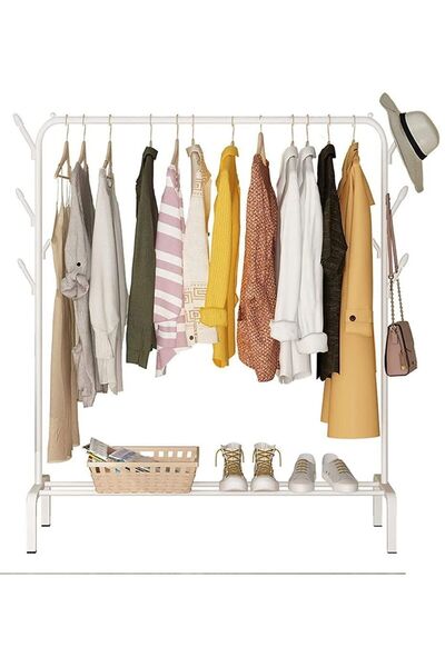 Generic Clothes Rail Stand White for Indoor Outdoor, Clothing Hanger Stand Si...