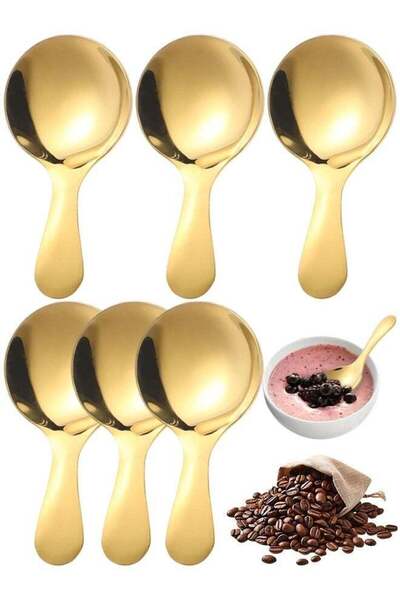 Generic 6PCS Gold Food Grade Stainless Steel Mini Scoops, Short Handle Small ...