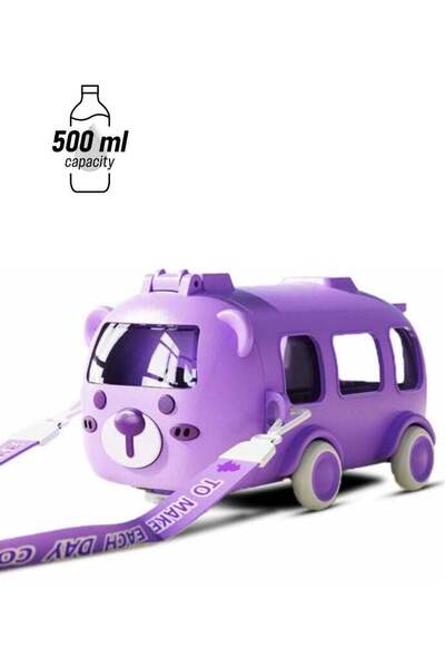 Generic Twisoo Bus Design Kids Water Bottle with Straw and Stickers, Portable...