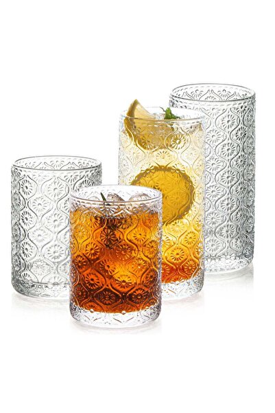Generic Vintage Coffee Mugs, Vintage Embossed Drinking Glasses Short Stem Wat...