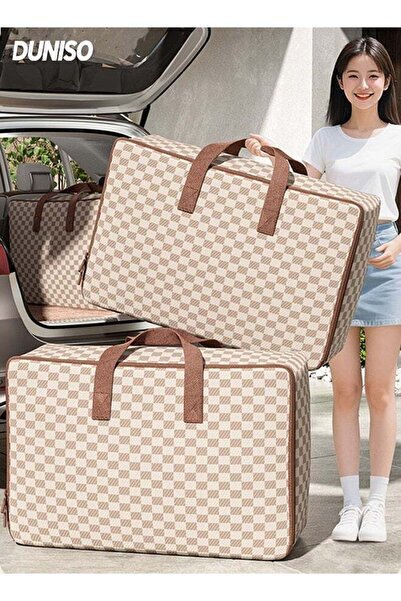 Generic Pack of 2 Foldable Large Clothes Storage Bag,Checkerboard Organizer B...
