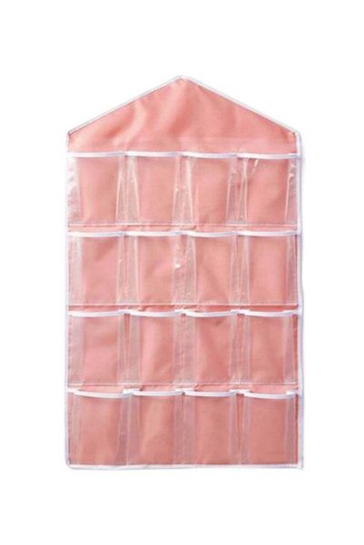 Generic 16 Pockets Door Hanging Closet Organizer Pink 700x400x20mm