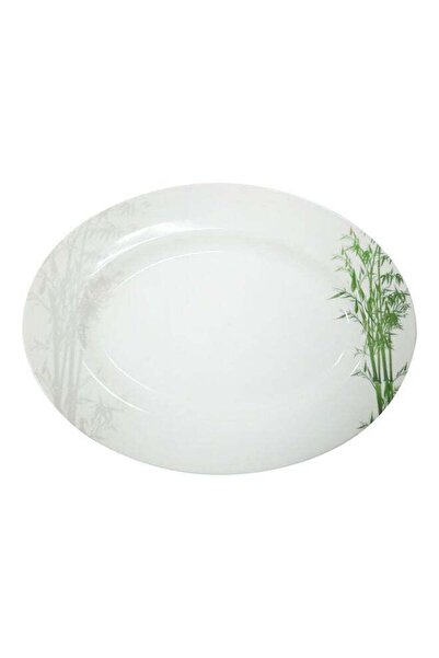 Generic Royalford 12 inch Oval Melamine Tray | Elegant Bamboo Design, Lightwe...