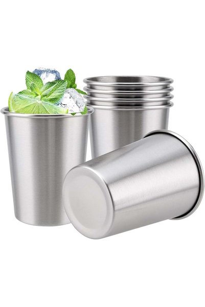 Generic 6 Pack 9 Ounce 260ml Stainless Steel Cups Shatterproof Pint Drinking ...