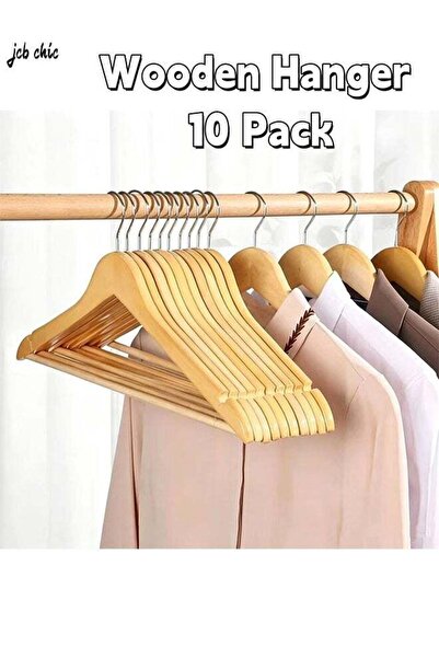 Generic Wooden Hanger 10 Pack Wooden Suit Hanger Non-Slip Cloth Hangers Woode...