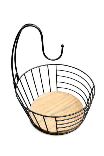 Generic Premium Iron Round Serving Basket with Hanging Hoo, size 25x25x33cm –...