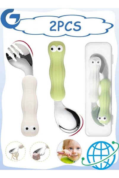 Generic Non Slip Silicone Toddler Cutlery Set Handle Baby Spoons and Forks Se...