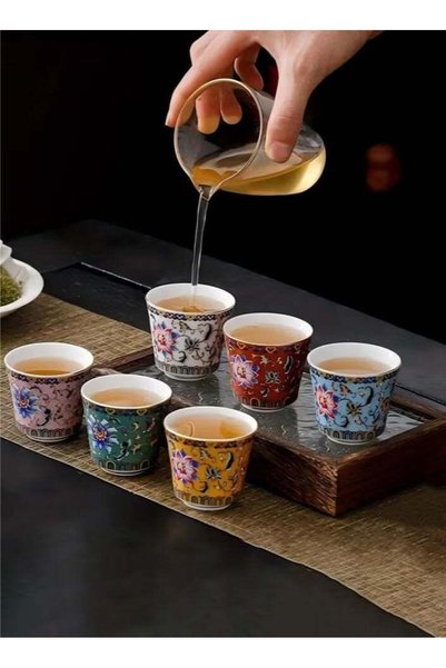 Generic 6 PCS Ceramic Tea Cup Set with Gift Box, Oriental Floral Ceramic Cup,...