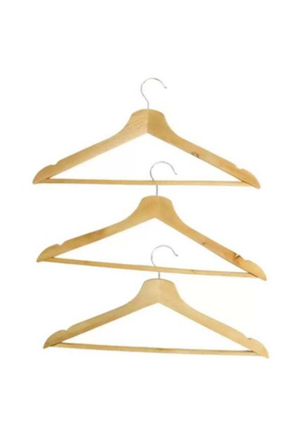 Generic Space Saving Wooden Cloth Hanger with Non Slip Pant Bar- 3pcs
