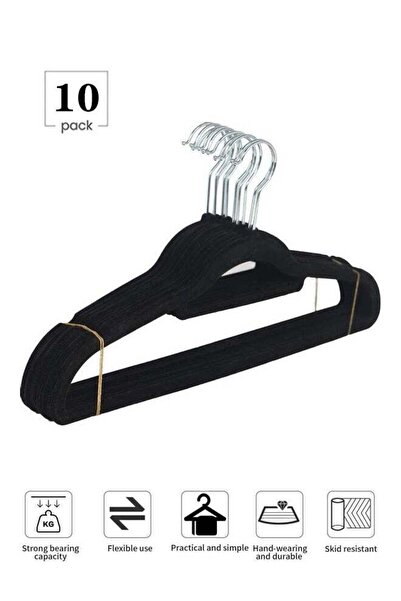 Generic 10-Piece Non-Slip Velvet 360 Degree Swivel Hangers Set Black Organize...