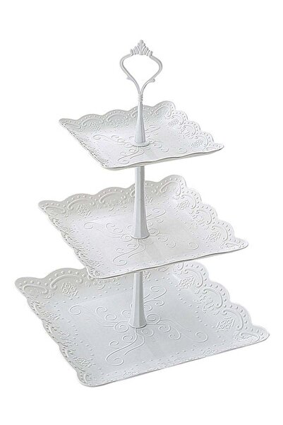 Generic 3-Layer Snack Tray Stand White