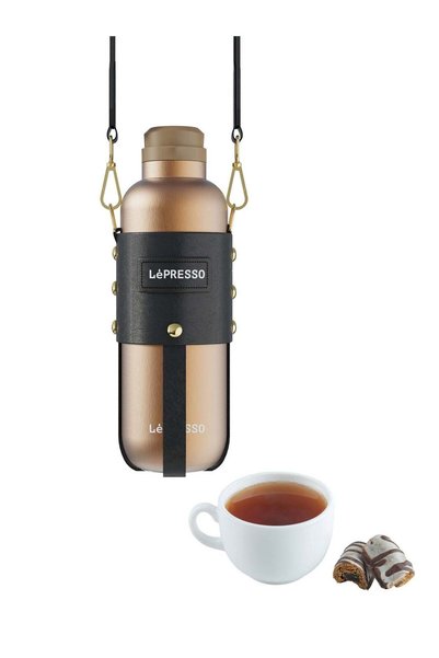 Generic ThermaTrail Thermos Bottle with Crossbody Strap, 650mL Tea Brewing, S...