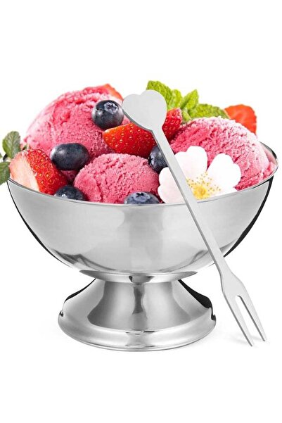 Generic Ice Cream Cup with Fork, Unbreakable Stainless Dessert Bowl, Multi-Fu...