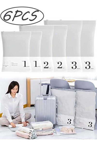 Generic 6 Pack Roll Up Vacuum Storage Bags No Pump Required,3 Sizes Reusable ...