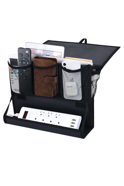Generic Versatile Bedside Organizer with Power Strip 6 Pocket Storage for Rem...