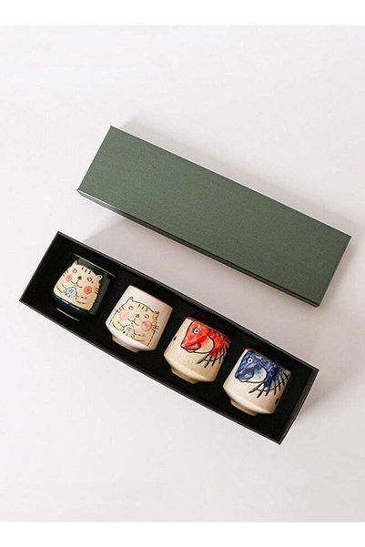 Generic Espresso Cups Coffee Cups Mugs Handmade 4 pcs Tea Cups 220ml with Mul...