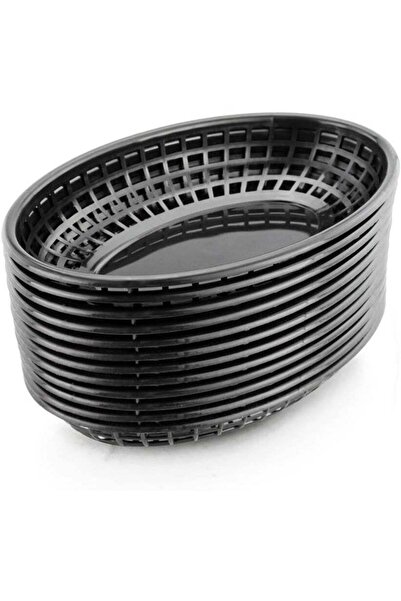 Generic Fast Food Baskets, 9 1/4 x 6 Inch Oval Plastic Serving Baskets, Set o...