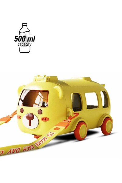 Generic Twisoo Bus Design Kids Water Bottle with Straw and Stickers, Portable...