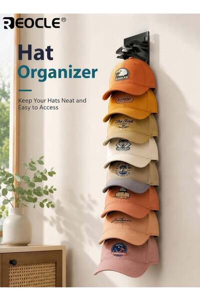 Generic 1PC Wall-Mounted Baseball Cap Rack Holds 10 Caps Space-Saving Hat Org...