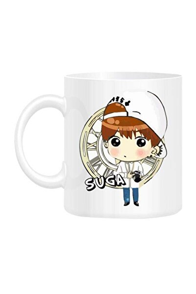 Generic BTS Member Suga Cartoon Printed Mug White 10cm