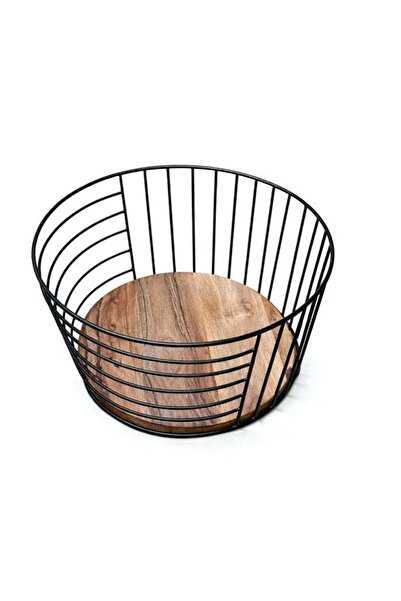 Generic Premium Extra Large Iron Round Fruit Basket with Wood Base 30cm – Han...