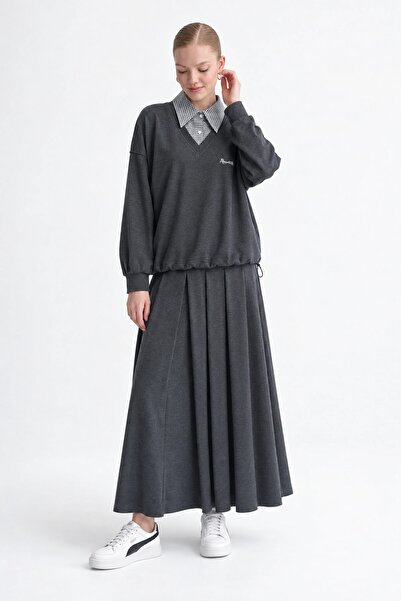 Levidor Knitwear skirt set dark grey