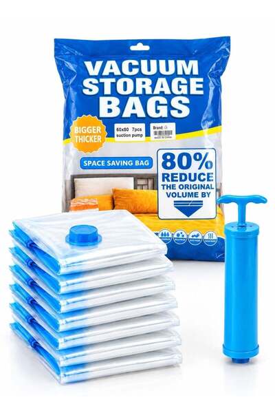 Generic PACK OF 7 Vacuum Storage Bags with Suction Pump, 60 x 80 cm Space Sav...