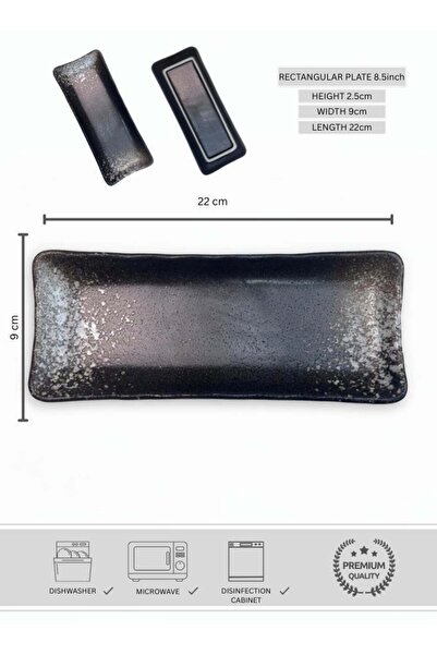 Generic Japanese Style Creative Rectangular Plate, Curved Corner Plate, Black...
