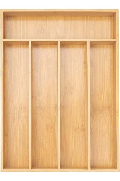 Generic Bamboo Silverware Drawer Organizer 5 Compartment Drawer Organizer Kit...