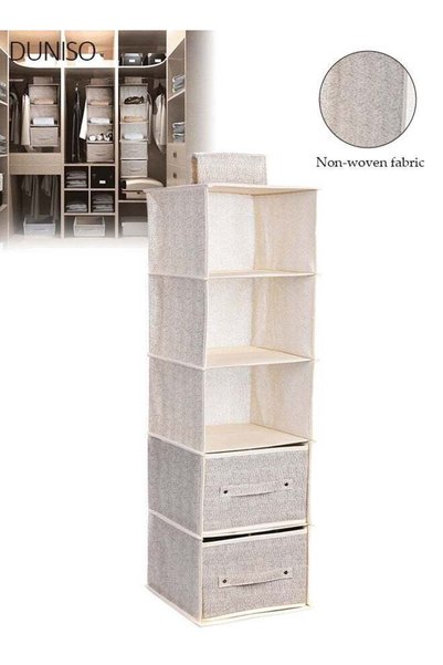 Generic 5-Tier Wardrobe Hanging Storage Organizer with Drawers, Dressing Room...