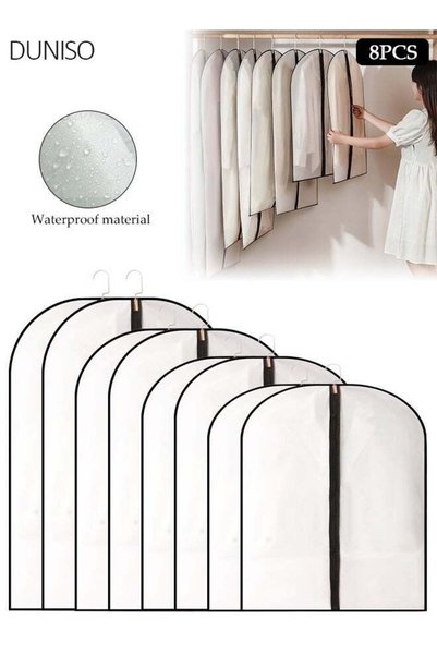Generic 8 Pack Hanging Garment Bag Lightweight Full Zipper Suit Bags, Clear C...
