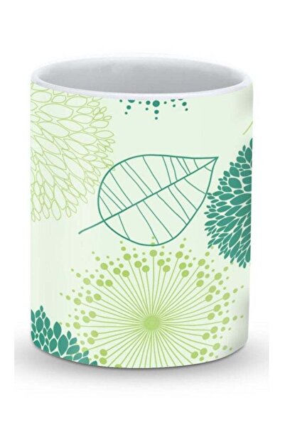 Generic Premium Single Leaf Designer Mug Green/White