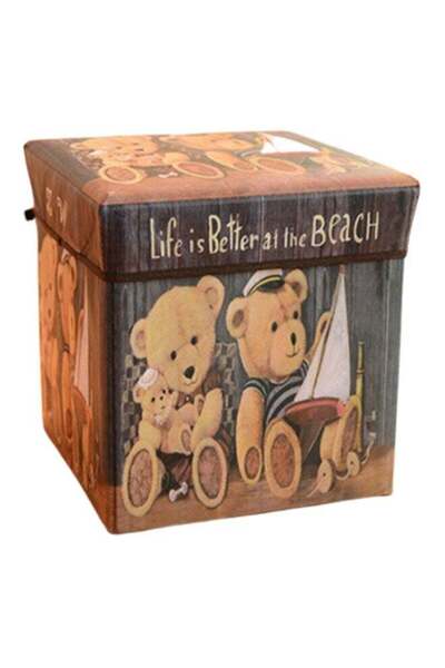 Generic Retro Printed Storage Box Multicolour 29 x 29 x 32cm