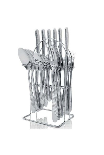 Generic Silver Stainless Steel Knife, Fork, Spoon 24-Piece Set, 6-Person Dini...