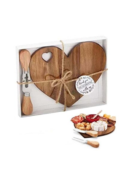 Generic Home Smart Acacia Wood Cheese Board Heart Shaped cheese board with Ut...