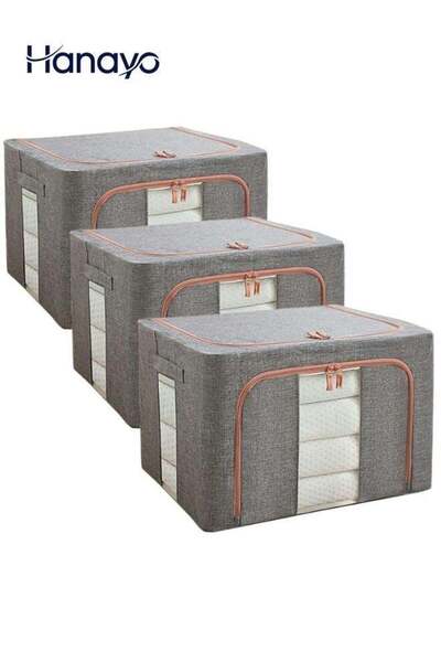 Generic 3 Pack Large Clothes Storage Boxes Foldable Durable Space Savers with...