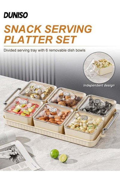 Generic Snack Serving Platter Set，Divided Serving Tray with 6 Removable Dish ...