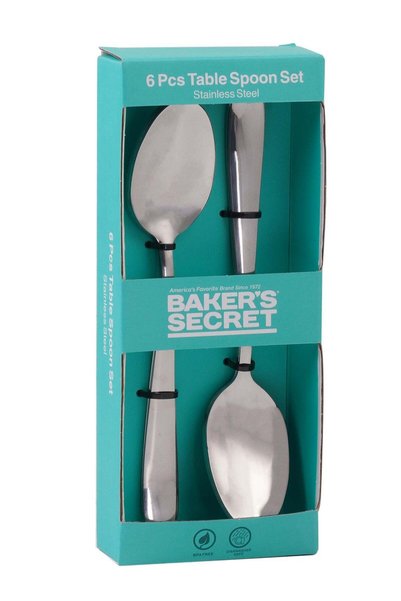 Generic Baker's Secret Stainless Steel Dinner Spoon Set, 6 Pieces, 19.7cm, Ru...