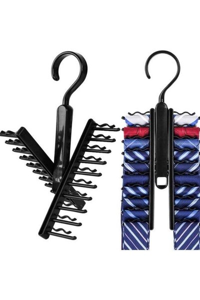Generic Tie Hanger Non-Slip Adjustable Tie Rack with 20 Premium Non-Slip Clip...