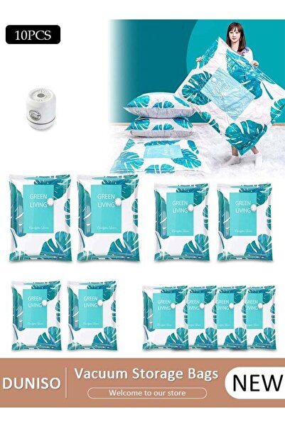 Generic Pack of 10 Vacuum Storage Bags with Electric Pump- (2 Jumbo + 2 Large...