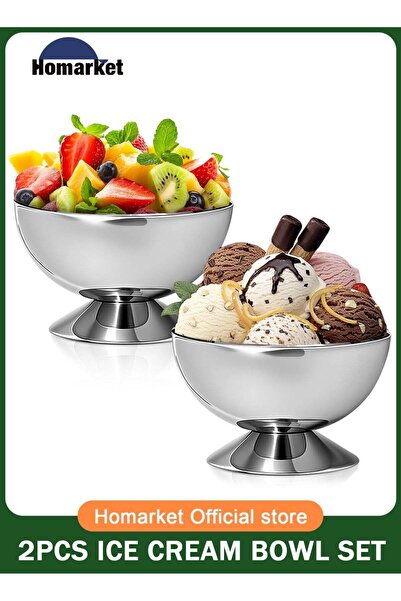 Generic 2 Pack Multifunctional Stainless Steel Dessert Bowl Elegant Ice Cream...