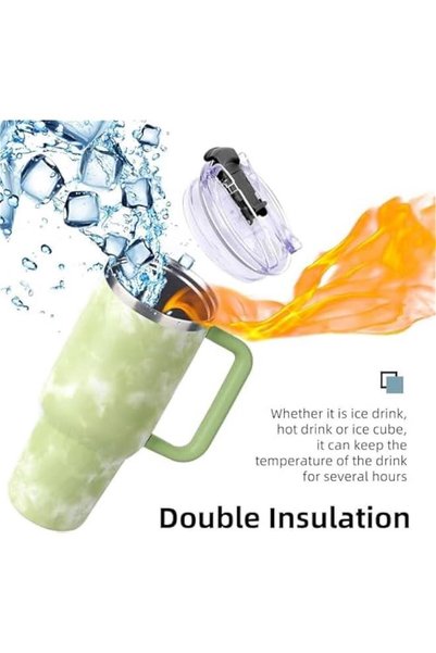 Generic Tumbler with Handle and Straw Stainless Steel Vacuum Insulated Tumble...