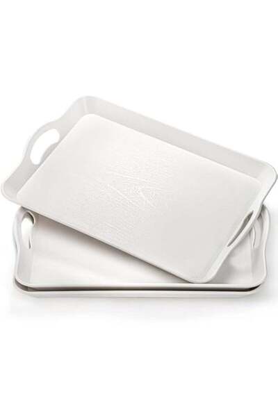 Generic 3 Pack Serving Trays with Handles, Reusable Serving Platters, Stackab...