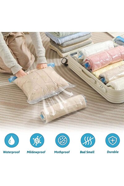 Generic Vacuum Storage Bags, 9 Pack e Saver Bags, Roll-Up Compression Zipper ...