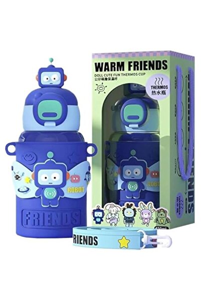 Generic Cute Insulated Water Bottle with Straw Strap Kids,15 oz Metal Cups fo...