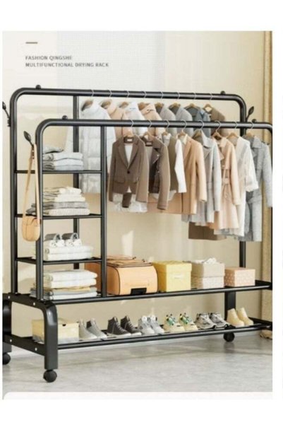 Generic Metal Hanger Organizer And Black Hanger On Wheels 130x54x150 cm With ...