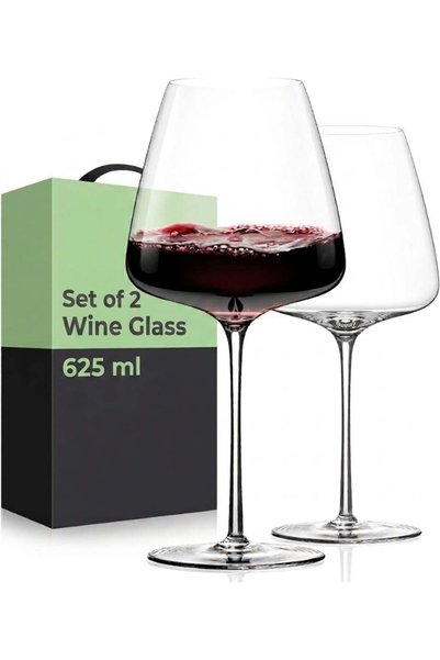 Generic Red Wine Glasses Set of 2 , Hand Blown Italian Style Crystal Burgundy...