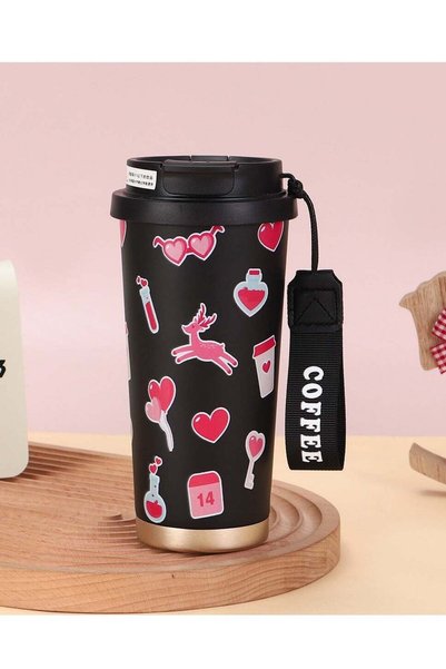 Generic Insulated Travel Coffee Mug, 500ml Leakproof Coffee Tumblers With Str...