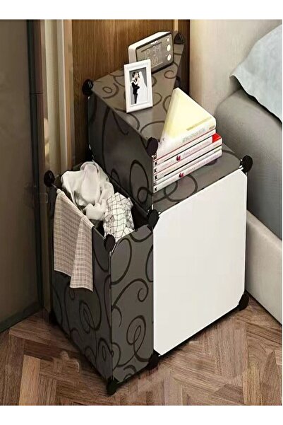Generic Set of 2 Pcs Simple Bedside Storage Cabinet Rack – Modern Black & Whi...